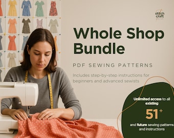 Whole Shop Sewing Pattern Bundle: 51+ Designs, XS-2XL (PDF Download)