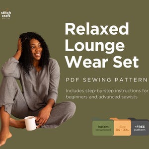 Loungewear Set Sewing Pattern: Beginner Friendly, Deep V-Neck XS-XXL (PDF Pattern)