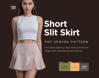 Mini Slit Skirt Sewing Pattern, Flared Micro Skirt (PDF Pattern)