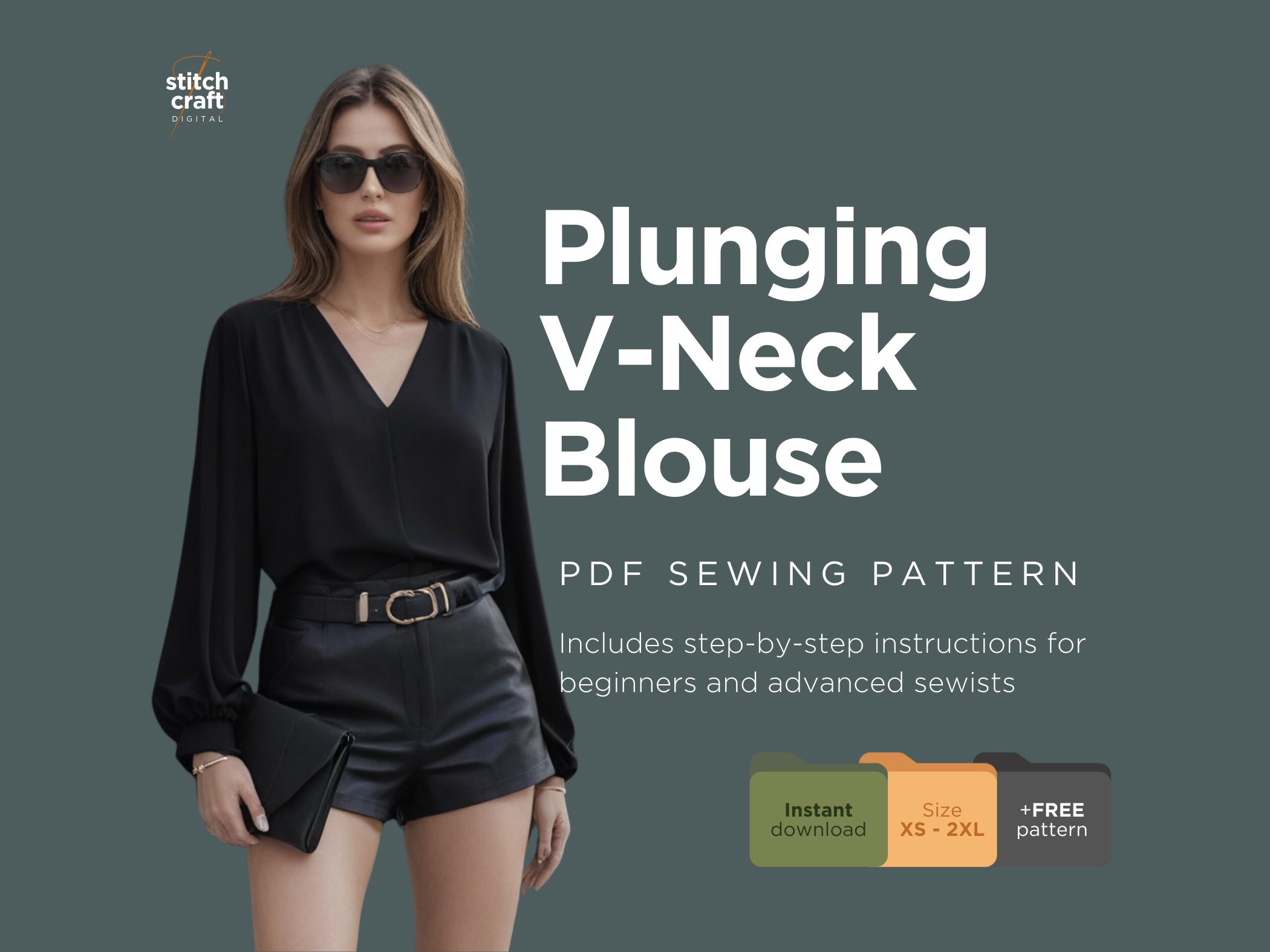 Deep V Neck Blouse - Etsy