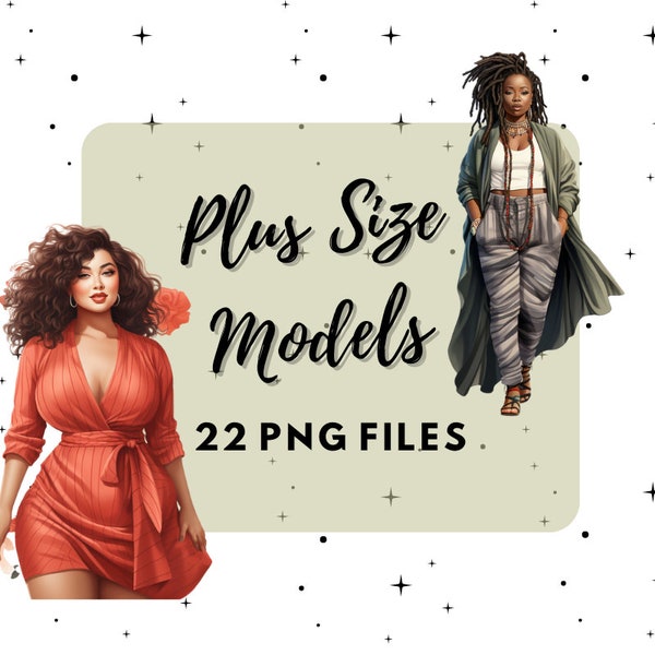 Plus Size Model Clip Art bundle: Digital download, commercial use, curvy clipart, fashion clipart, body positivity
