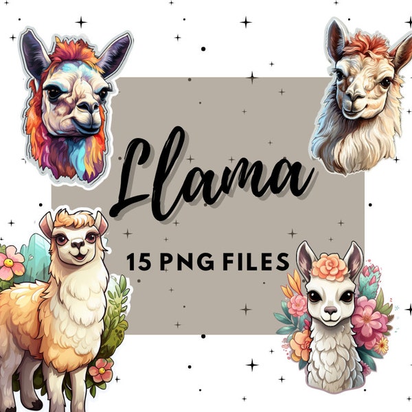 Llama Clip Art bundle: Digital download, commercial use, clipart animals, clipart llama and alpaca