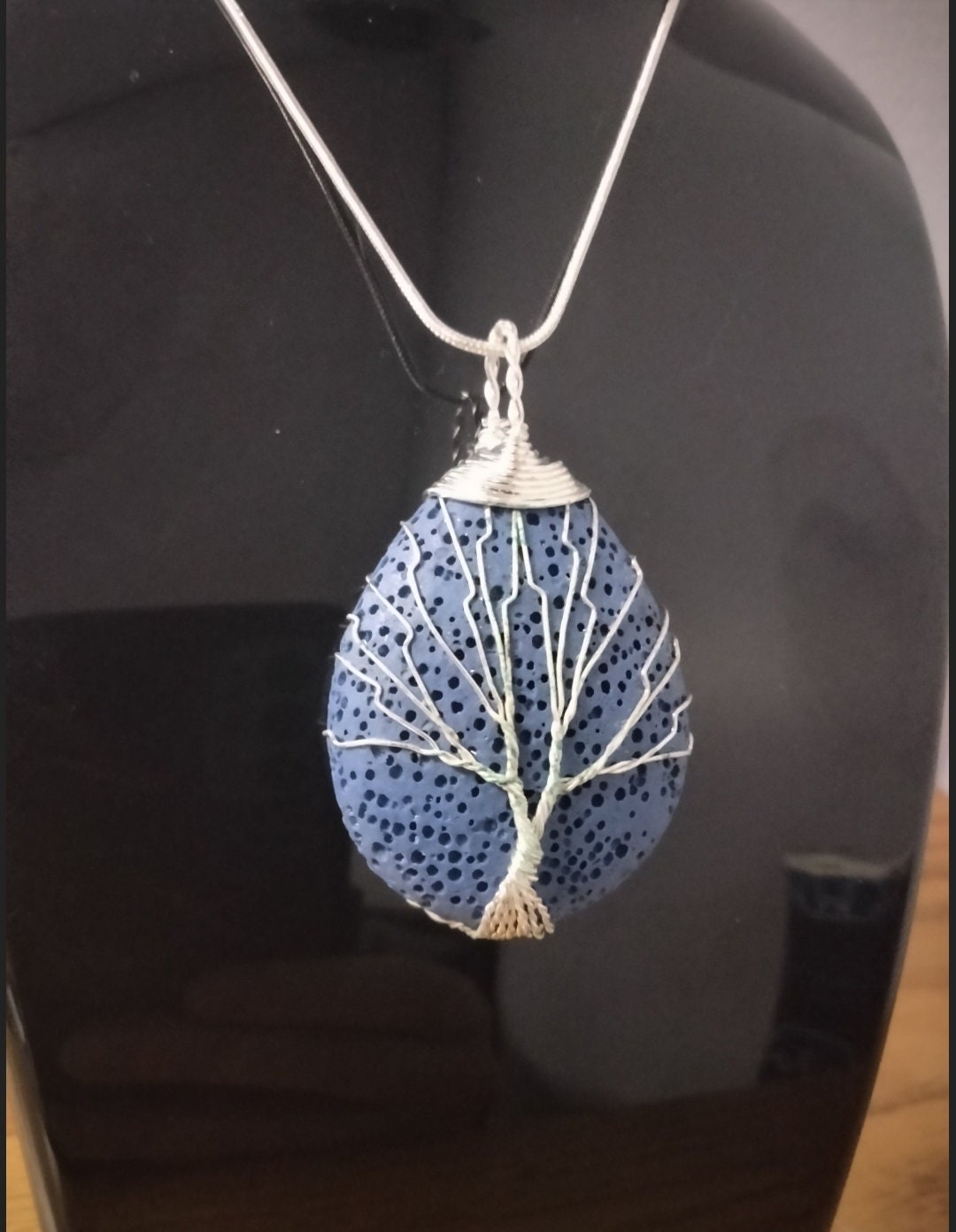 Lava Stone Necklace, Wire Wrapped, Tree of Life, Pendant Chain - Etsy