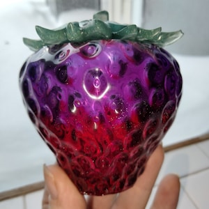 Strawberry jar with lid, container, jewelry box, trinket box, earring holder, change cup epoxy resin, Spring Summer fruit