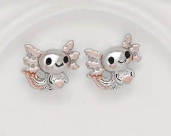Axolotl stud earrings, child adult fashion jewelry, gift, Christmas
