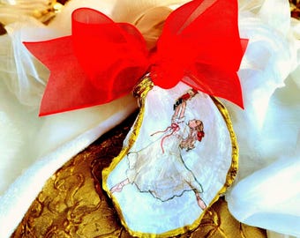 Clara Nutcracker Christmas  Shell Ornament, Stocking Stuffer.