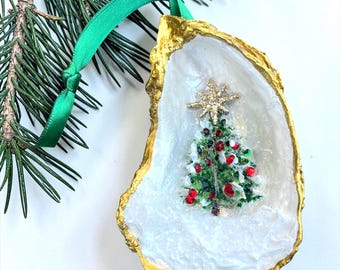 Handmade Oyster Shell Christmas Tree Ornament 3D