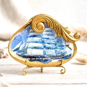 Decoupage Shell Clipper Ship - Etsy