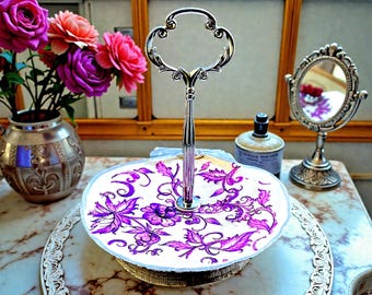 Purple Floral Seashell Ring Stand