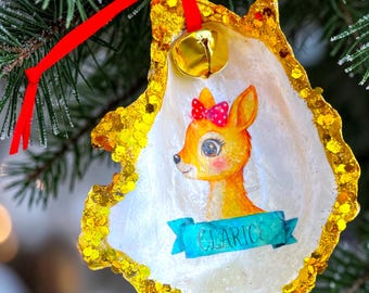 Clarice Inspired Oyster Shell Ornament, Coastal Christmas Decor