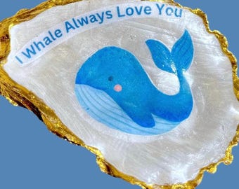 Oyster Shell Blue Whale  Refrigerator Magnet