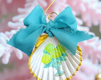 Handmade Cape Cod Scallop Shell Ornament Gold Leaf