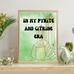manifest wall art | citrine crystal | pyrite crystal | retro print | law of attraction prints | mindfulness prints | digital download