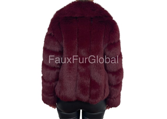 Burgundy fuzzy jacket sale