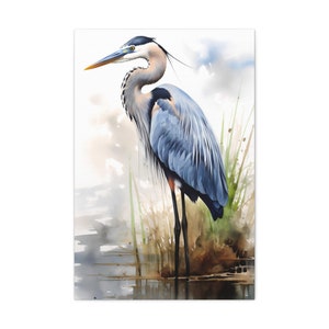 Watercolor Blue Heron Canvas