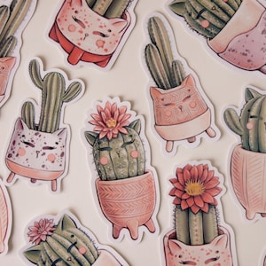 süßes Kaktus Katzen Sticker Pack