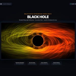 Fondo de pantalla animado de agujero negro para Mac, Windows y Linux • Fondo de escritorio Gargantúa en 4K • Tema animado para PC sobre física de discos de acreción relativista