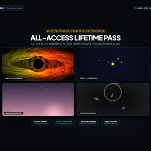 All-Access Live Wallpaper Bundle for Mac, PC & Linux | 50+ Interactive 4K Animated Wallpapers, GPU Shaders, Clocks + Lifetime Updates
