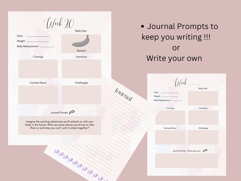 Printable Pregnancy Journal Bump to Baby PDF File for Etsy