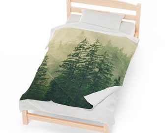 Evergreen Forest Velveteen Plush Blanket