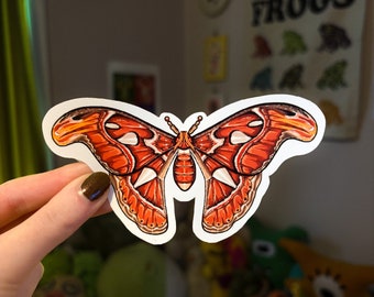 Atlas Moth Sticker Bug Glossy Die Cut Vinyl Handgefertigter Entomologie Insekt Aufkleber
