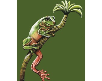 Kikker Frank de kikker in een boom glanzende Mini Art Print 4' x 6' schattige muurkunst