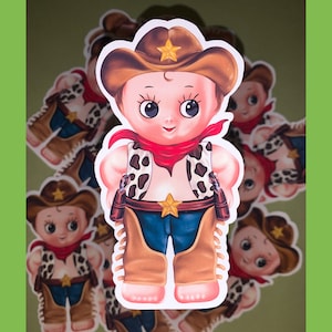 Cowboy Kewpie Matt oder glänzend sterben geschnitten Vinyl Aufkleber niedlichen Puppen Aufkleber