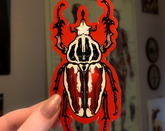 Bug Goliath Beetle Glossy sterben geschnittene Vinyl handgemachte rote Insekt Aufkleber