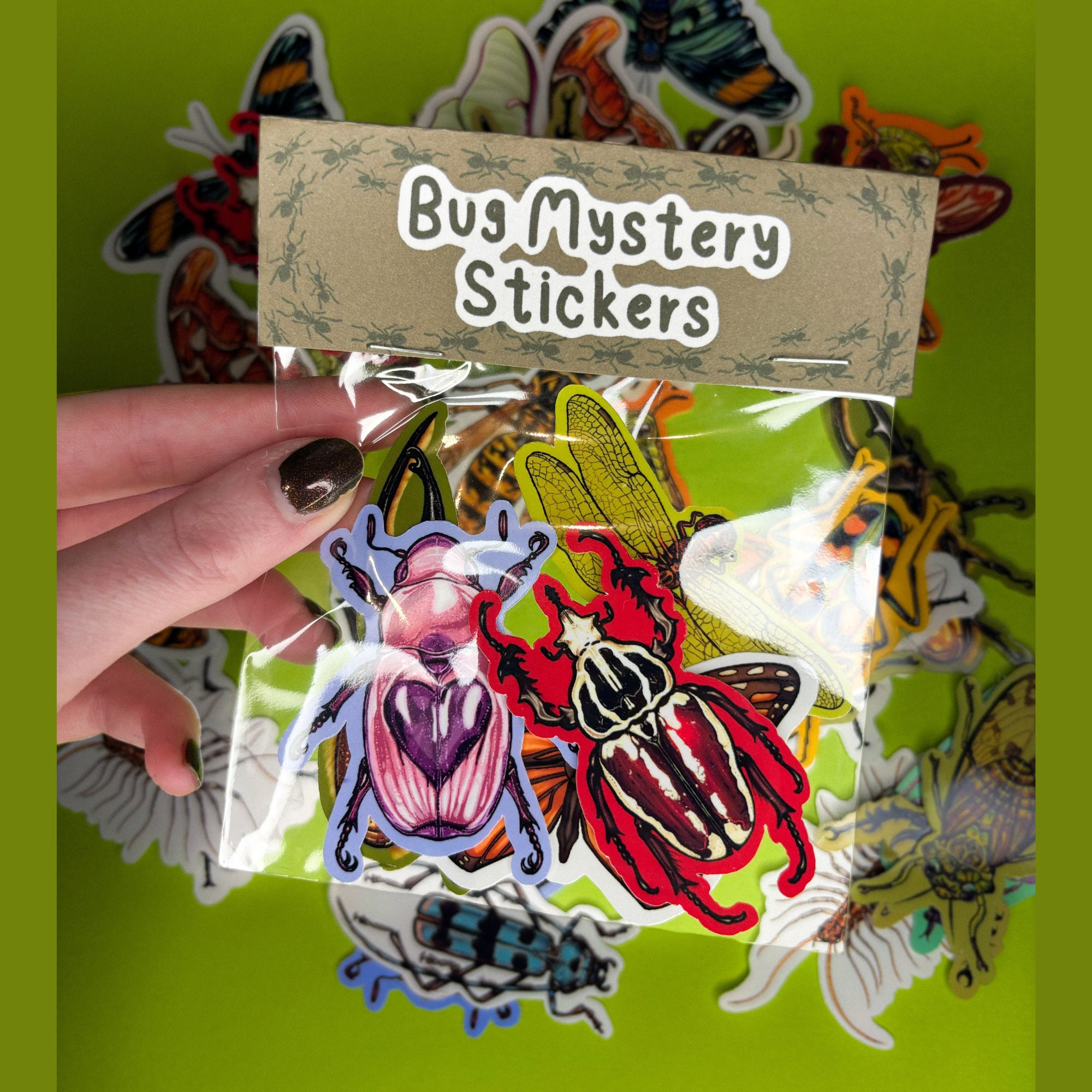 Bug Guard Sticker Bug Mystery Stickers Random Handmade Insect Glossy Vinyl Entomology ...