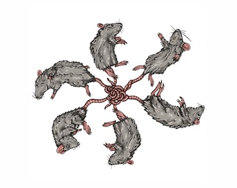 Rat King Matte Mini Art Print Creepy Home Decor