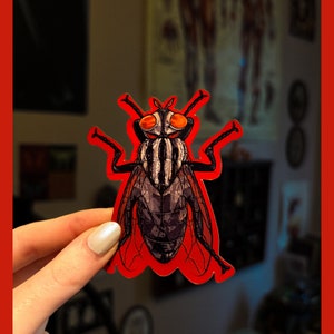 Bug Fly Glossy Die Cut Vinyl Handmade Red Insect Sticker