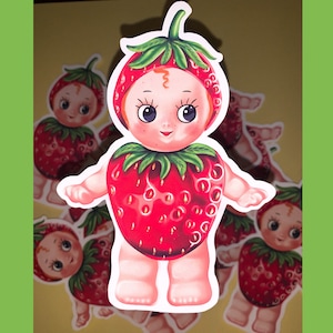 Strawberry Kewpie Matte Or Glossy Die Cut Vinyl Sticker Cute Doll Sticker