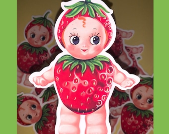 Strawberry Kewpie Matte Or Glossy Die Cut Vinyl Sticker Cute Doll Sticker
