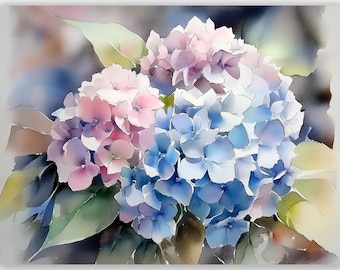 Hydrangea Watercolor Art Print: Botanical Floral Wall Decor