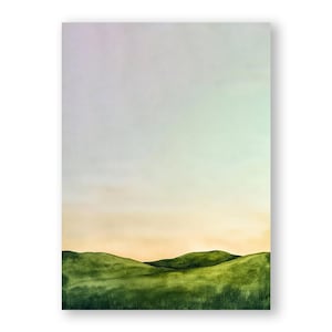 Green Hills Watercolor Print: Abstract Northern California Landscape