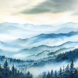 Blue Ridge Mountains Watercolor  Art Print