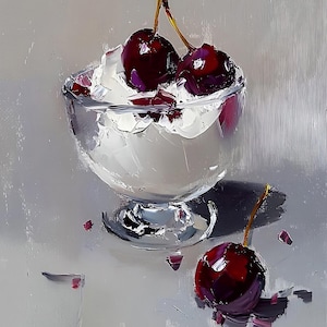 Ice Cream Oil Painting Art Print: Modern Impressionist Kitchen Decor