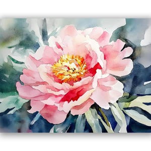 Watercolor Peony Print: Soft Pink Floral Botanical Wall Art