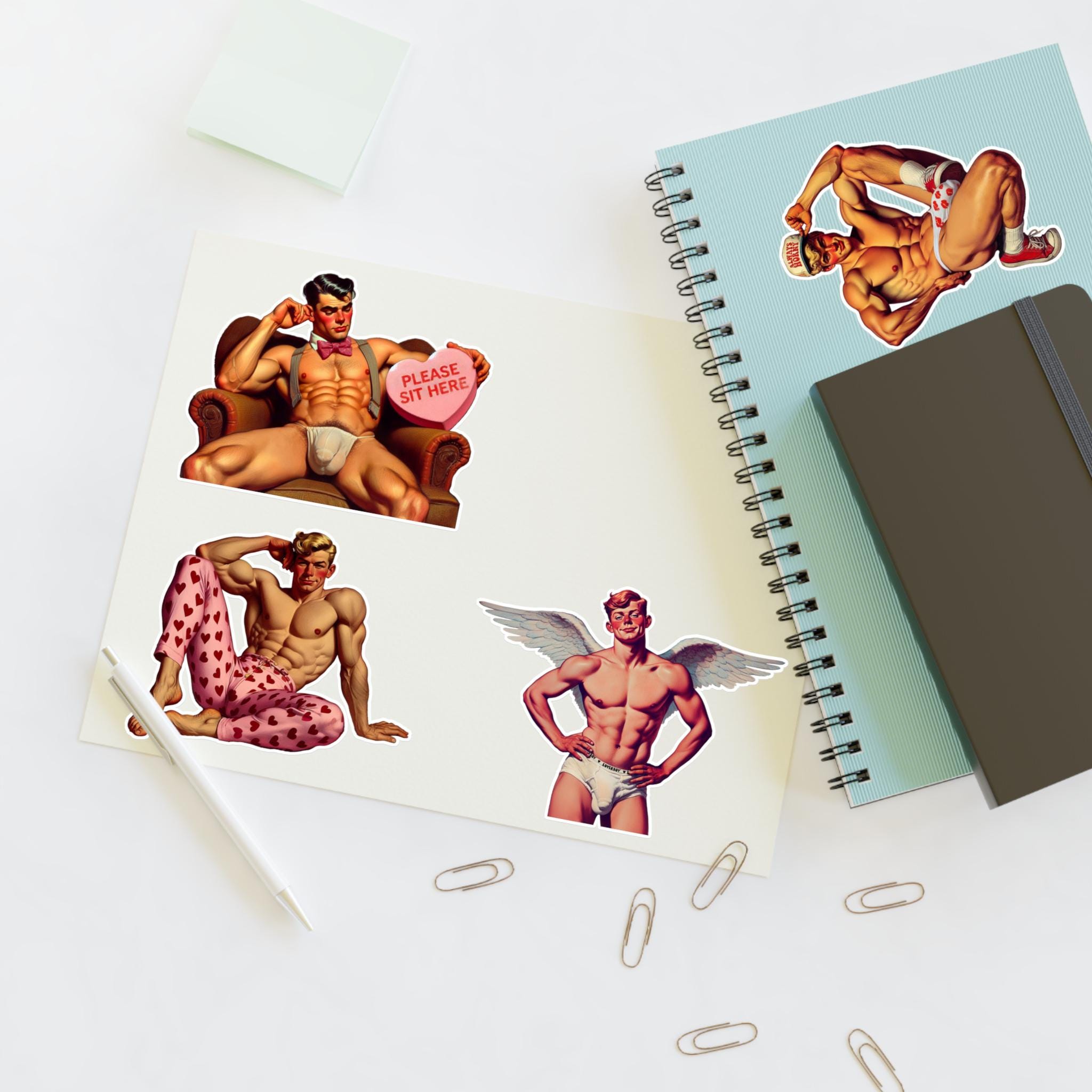Pretty Man Stickers Loverboy Sticker Pack, Sexy Retro Valentine Muscle Men Art Set,retro ...
