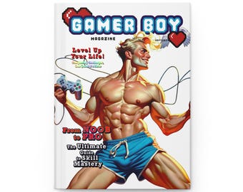 Gamer Boy Inbunden Journal, Everyman-serien, Gay Journal, Kontorsinredning, Unik Gaypresent, Vintage, Pulp, Herrjournal, HBTQ+-konst