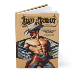 Lone Cowboy Inbunden Journal, Everyman-serien, gayjournal, gay kontorsinredning, unik gaypresent, vintage, Pulp, herrjournal, HBTQ+-konst bild 4