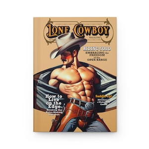 Lone Cowboy Inbunden Journal, Everyman-serien, gayjournal, gay kontorsinredning, unik gaypresent, vintage, Pulp, herrjournal, HBTQ+-konst bild 1