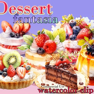 Dessert Clipart, Dessert aquarelle PNG, journalisation, fabrication de cartes, pâtisserie clipart, Digital Paper Craft téléchargement instantané pour un usage commercial
