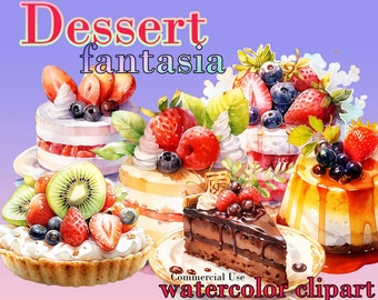 Dessert Clipart, Watercolor Dessert PNG, journaling, Card Making, pastry clipart, Digital Paper Craft instant download for commercial use