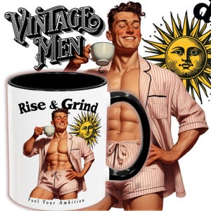 Morgen Männer Kaffeebecher (11oz, 15oz), Vintage Kunst, Gay Becher, Bürodekoration, Einzigartiges Gay Geschenk, Vintage, Pulp, Heiße Männer Tasse, LGBTQ + Art,