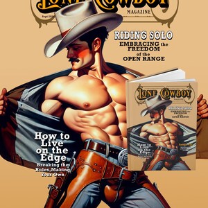 Lone Cowboy Inbunden Journal, Everyman-serien, gayjournal, gay kontorsinredning, unik gaypresent, vintage, Pulp, herrjournal, HBTQ+-konst bild 2