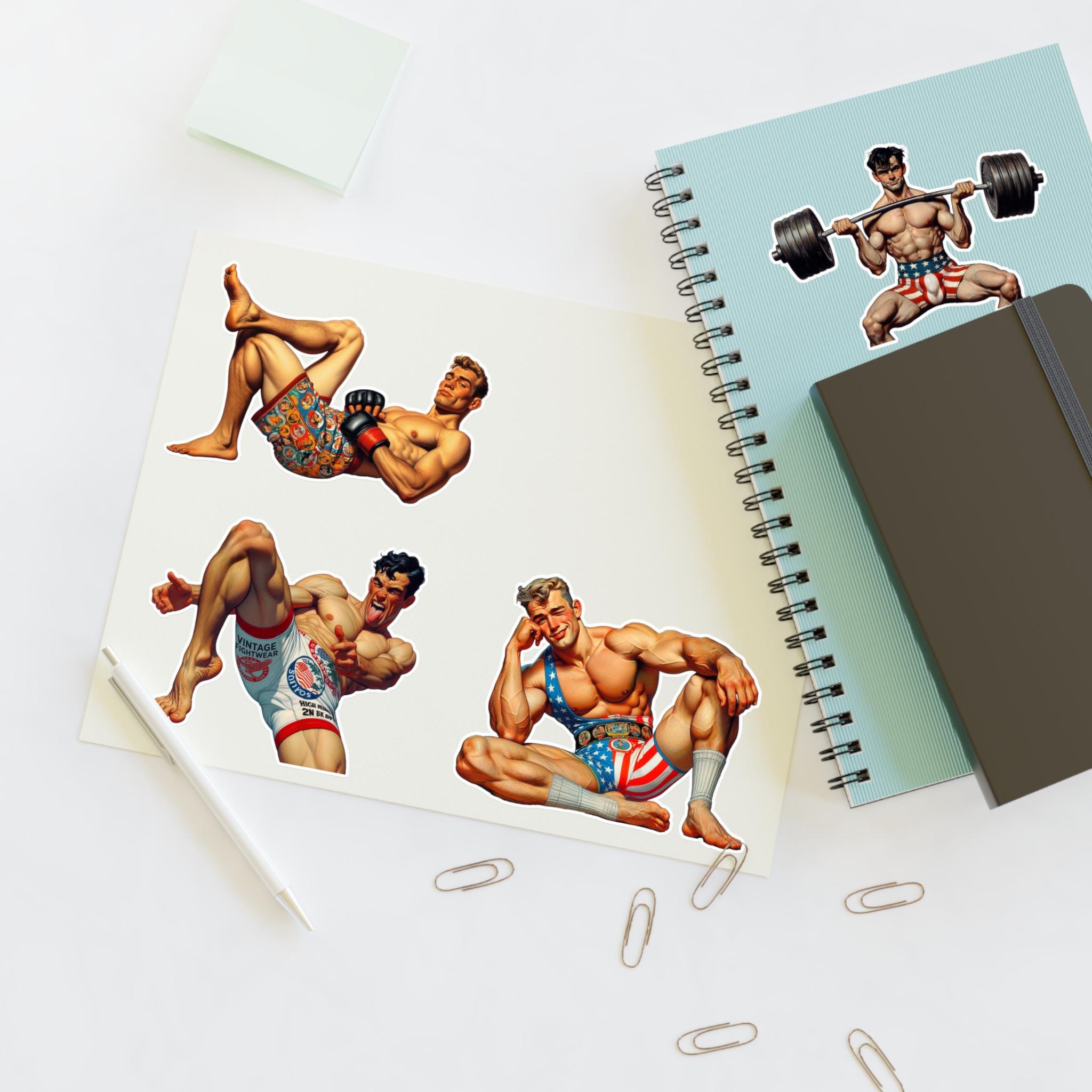 Muscle Atkl Sticker FIGHTERS Sticker Pack, Hot Retro Muscle Men Art Set,retro Decals, MMA ...