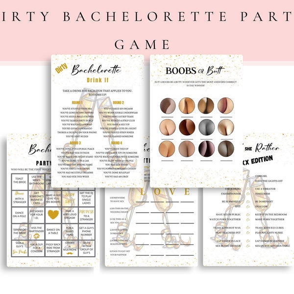 Dirty Bachelorette Party Games Printable, Adult Party Games, Dirty Games, Instant Download, Bachelorette Weekend, Hen Party Games