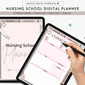 Nursing School Hyperlinked Digital Planner Goodnotes Notability Template College Student, Nursing School Notes, Digital Clinical List