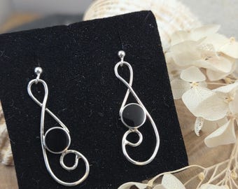 Handmade Whitby Jet Sterling Silver Drop Earrings